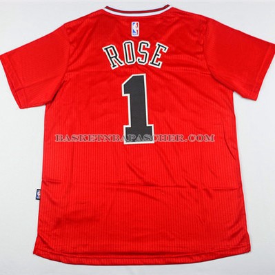 Maillot Authentique Manche Courte Chicago Bulls Rose Rouge